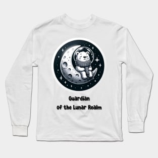 Cute Polar Bear On Moon Long Sleeve T-Shirt